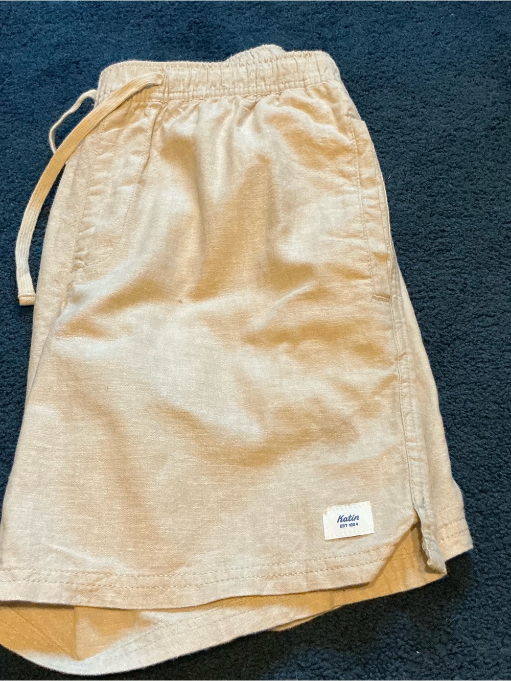 Katin Natural Beige Linen-Blend Drawstring Shorts